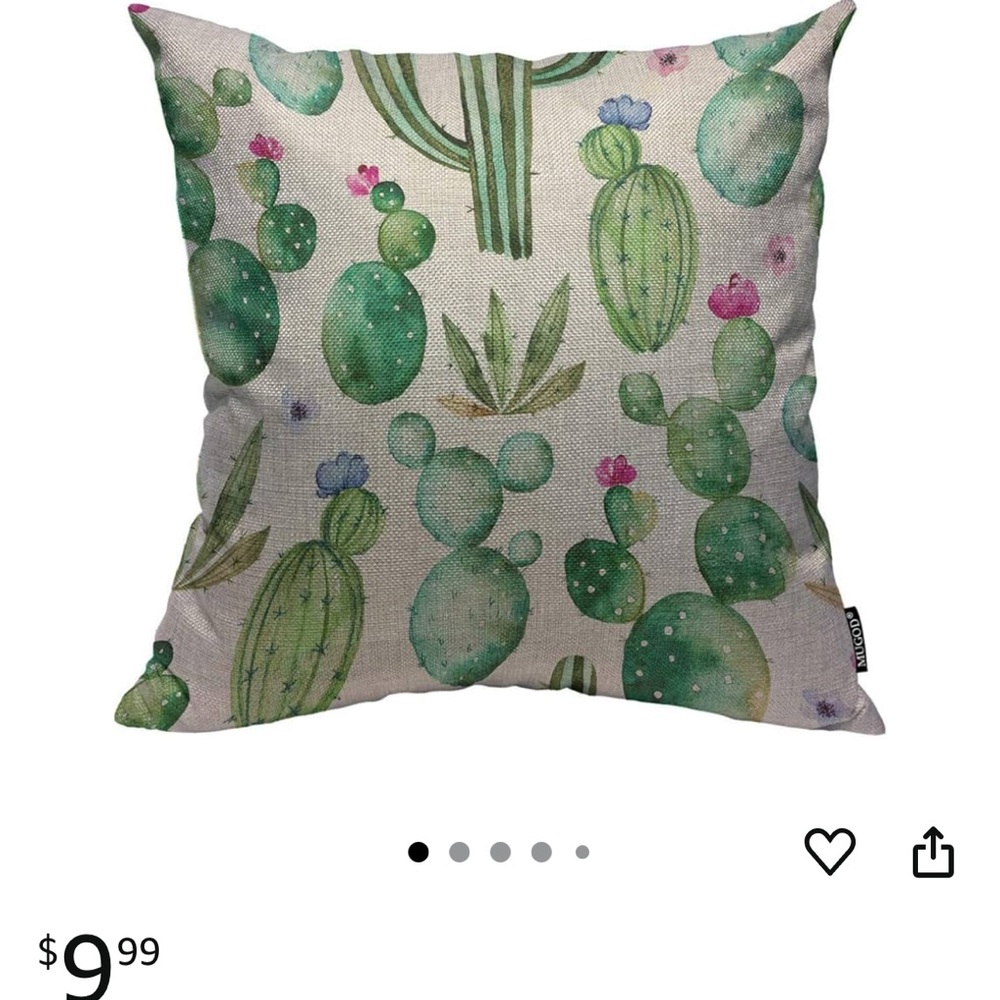 Cactus Print Throw Pillow 18x18 in